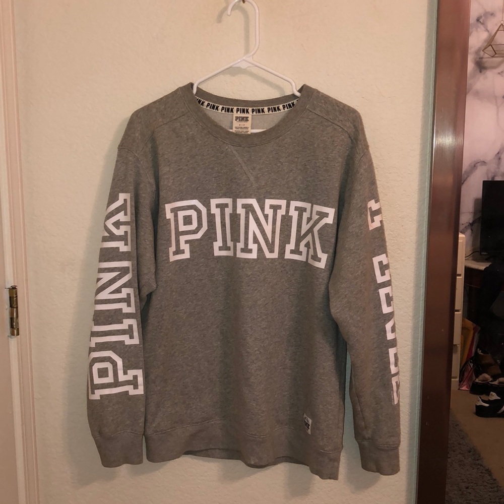 PINK Victoria’s Secret gray crew neck size small